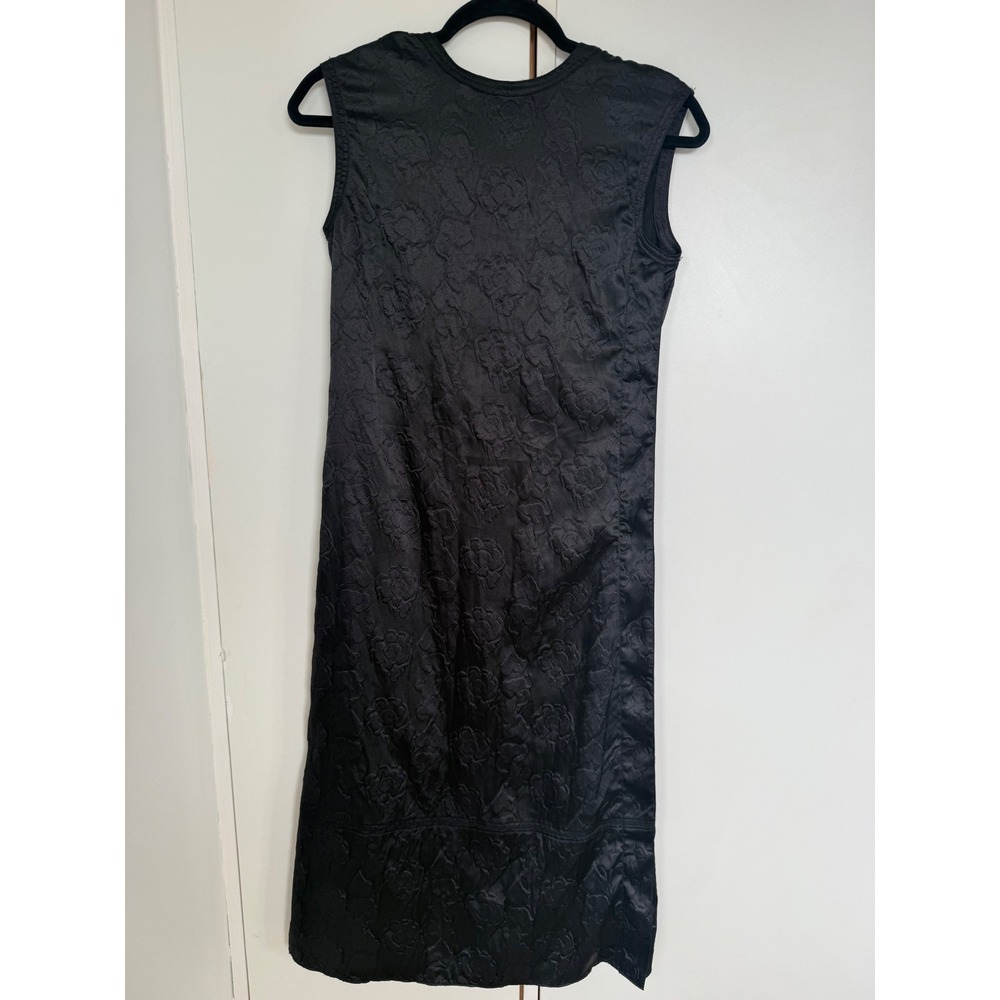 Acne Studios Black Floral Jacquard Sleeveless Midi Dress Rose Textured Satin